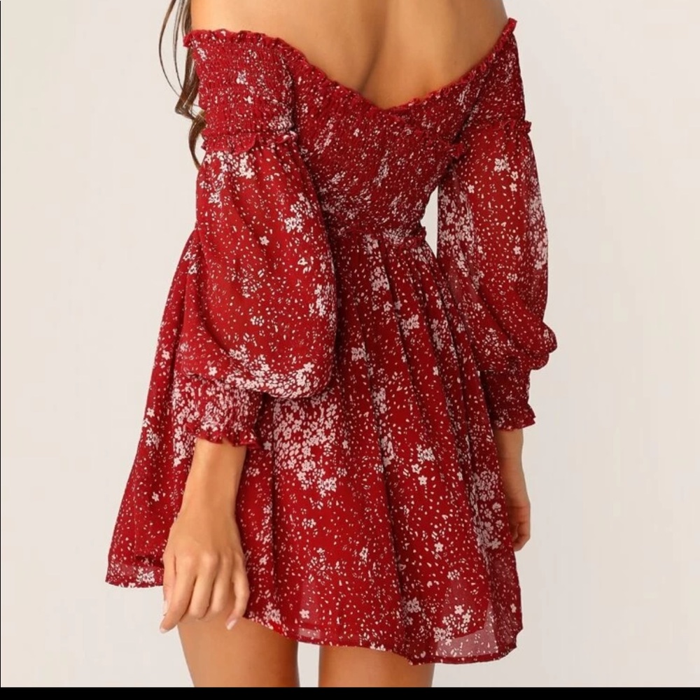 Cross Wrap Shirred Bodice Floral Dress - Picture 3 of 5